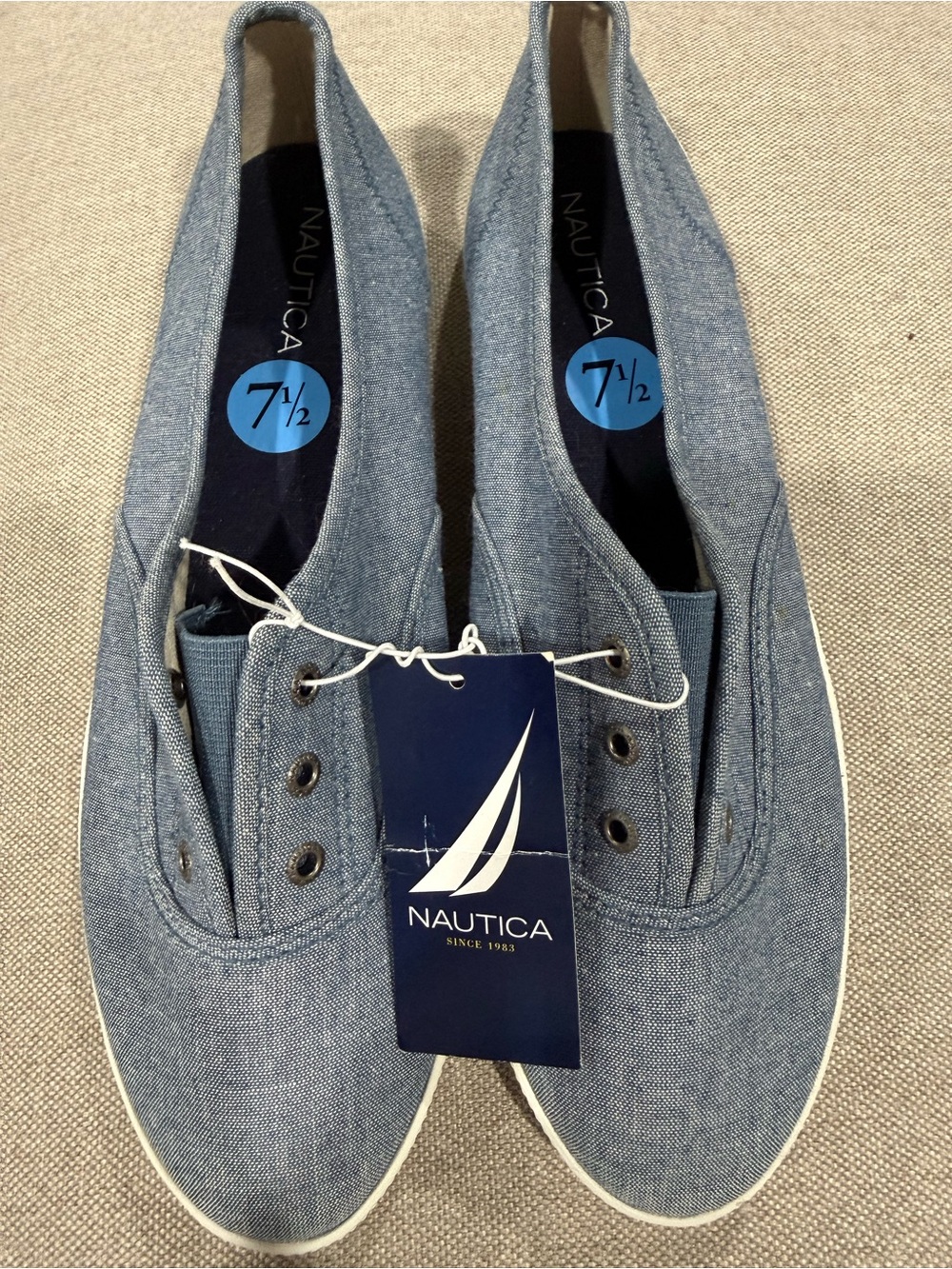 Nautica women’s Light Blue Slip-On Canvas Boat Shoes